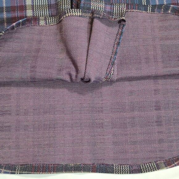 VINTAGE MENS MEDIUM 60'S 70'S POLY HEAVY LS SHIRT WING COLLAR PLAID PURPLE - Picture 6 of 8